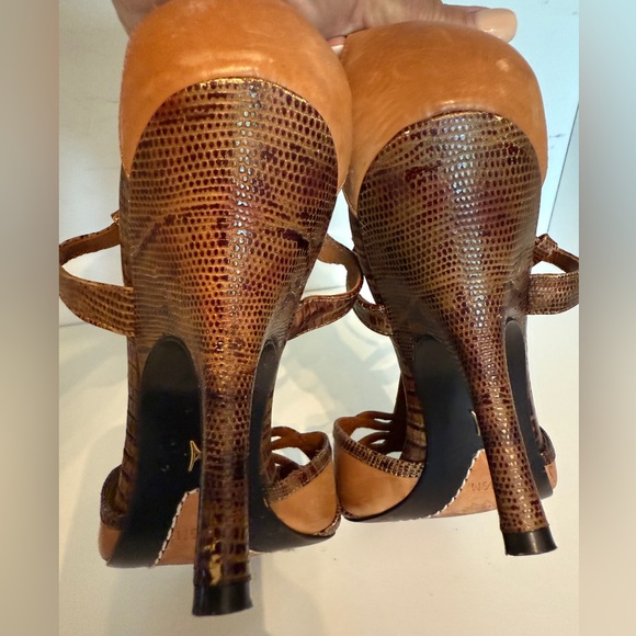 JV Vincent Brown Strappy leather Sandals open toe heel back 8.5M vintage look - Picture 7 of 14